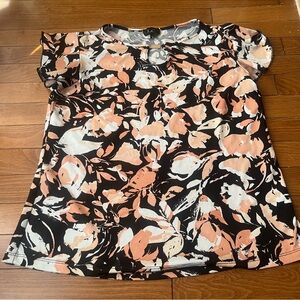 Elegant Black and Peach Floral Blouse
